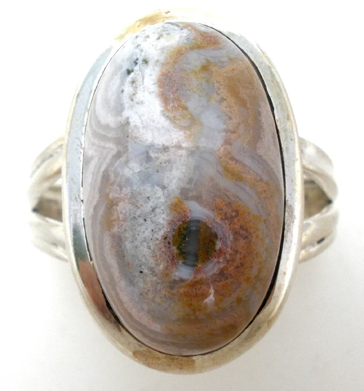 Women's rings heirloom-look-Sterling Silver Brown Agate Ring Size 10