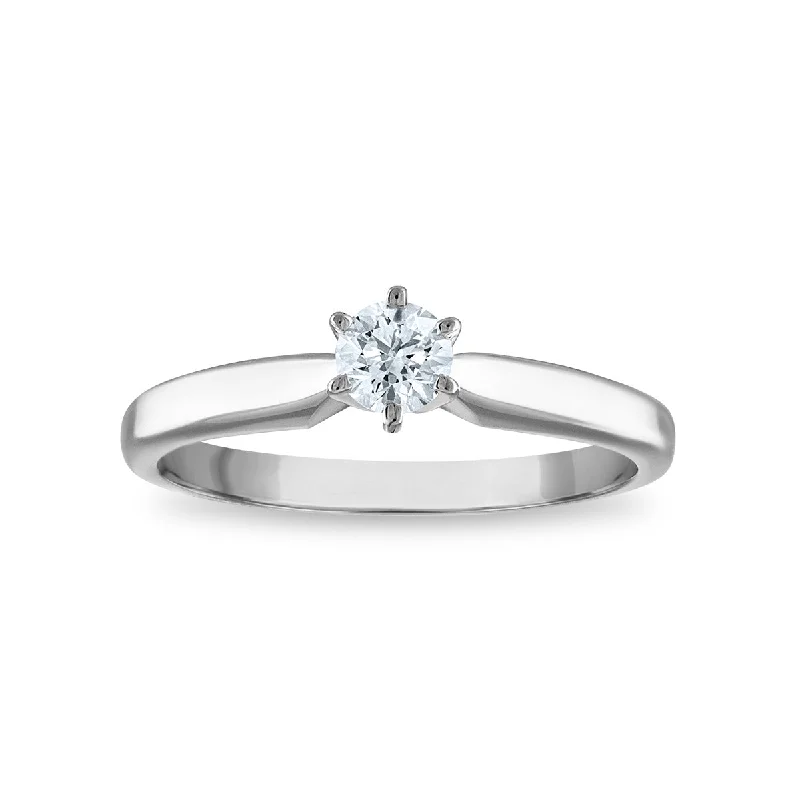 Women's engagement rings cherished-gift-Signature Certificate EcoLove 1/3 CTW Round Lab Grown Diamond Solitaire Engagement Ring in 14KT White Gold