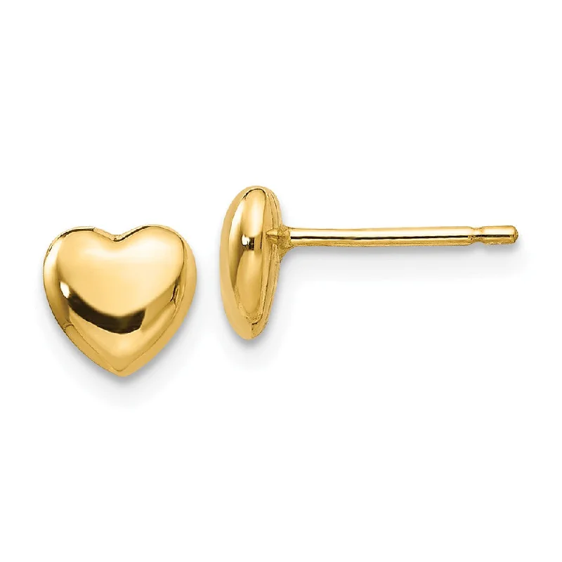 Women's earrings sleek-bar-6mm Puffed Heart Post Earrings in 14k Yellow Gold