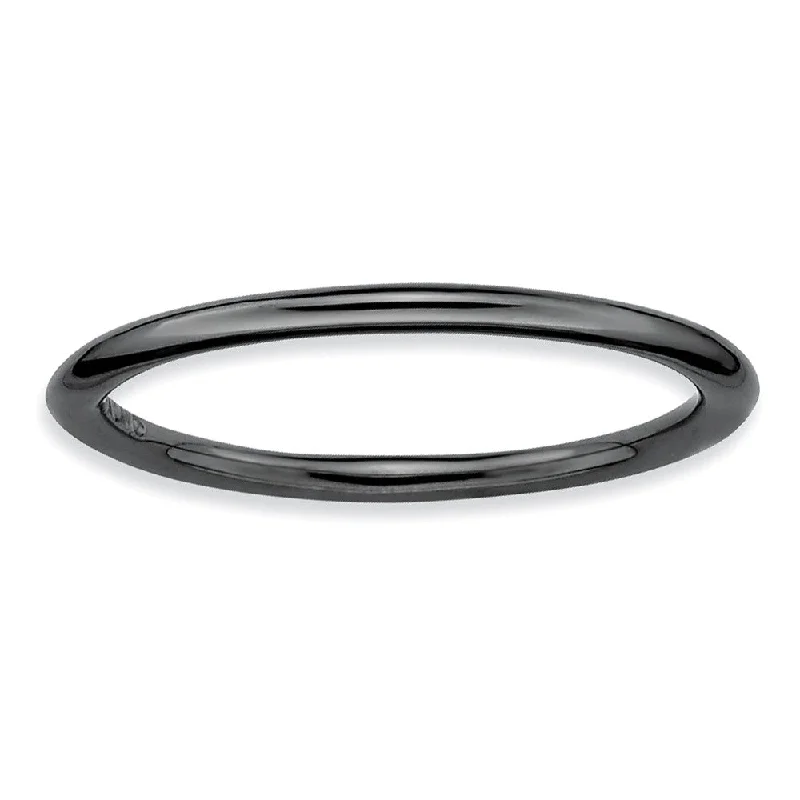 Women's rings petite-luxe-1mm Black Plated Sterling Silver Stackable Polished Elegant Band