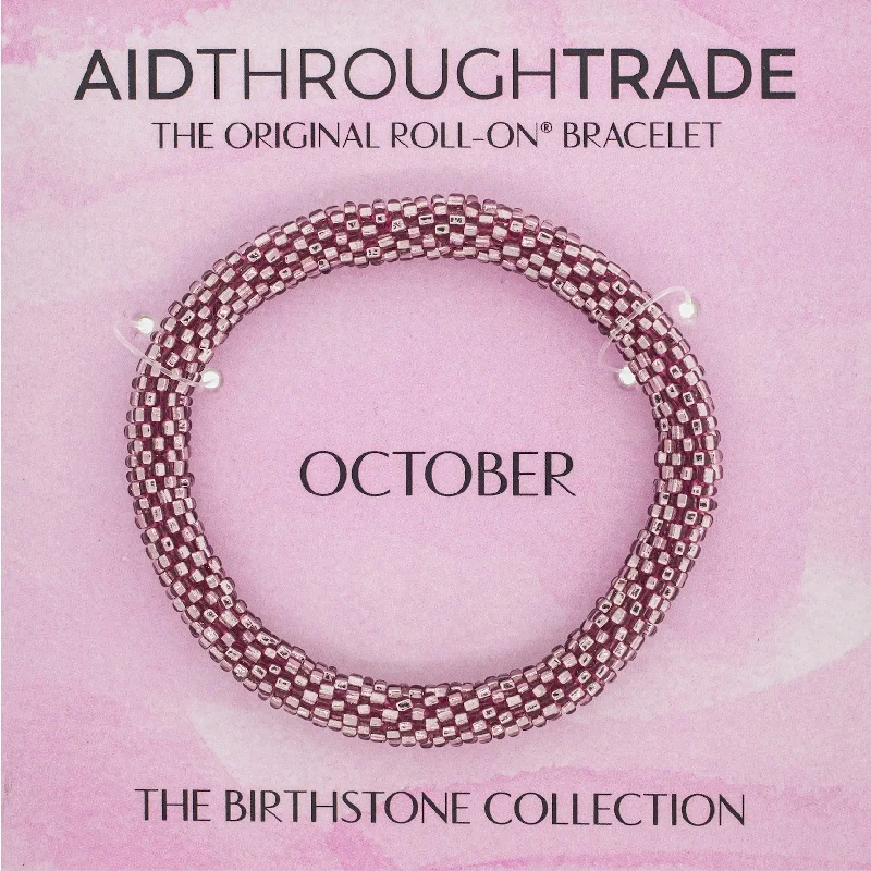 Unisex bracelets rustic-band-<br> 8 inch Birthstone Roll-On® Bracelets <br> October