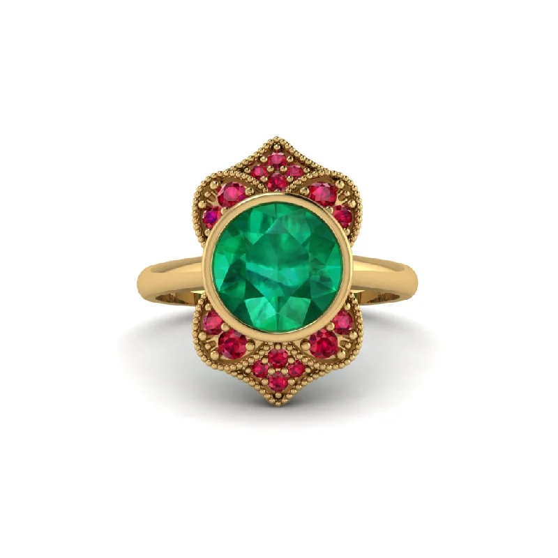 Women's engagement rings playful-sparkle-Emerald Bezel Vintage-Inspired Engagement Ring - Olive No. 49