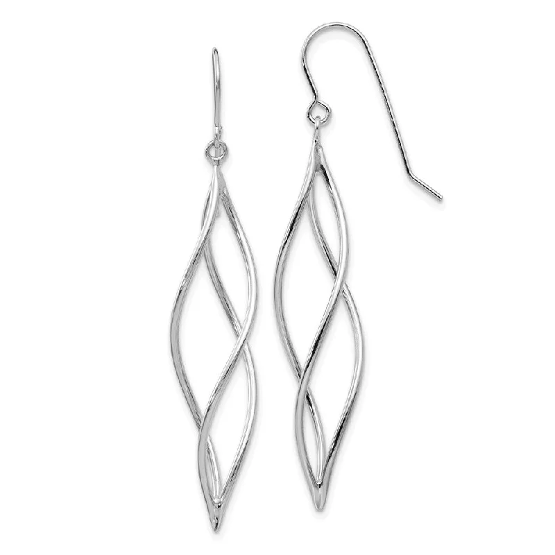 Women's earrings delicate-twist-Long Twisted Dangle Earrings in 14k White Gold