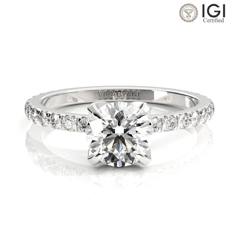 Women's engagement rings proposal-glow-Chiara Round Lab Grown Diamond Engagement Ring IGI Certified