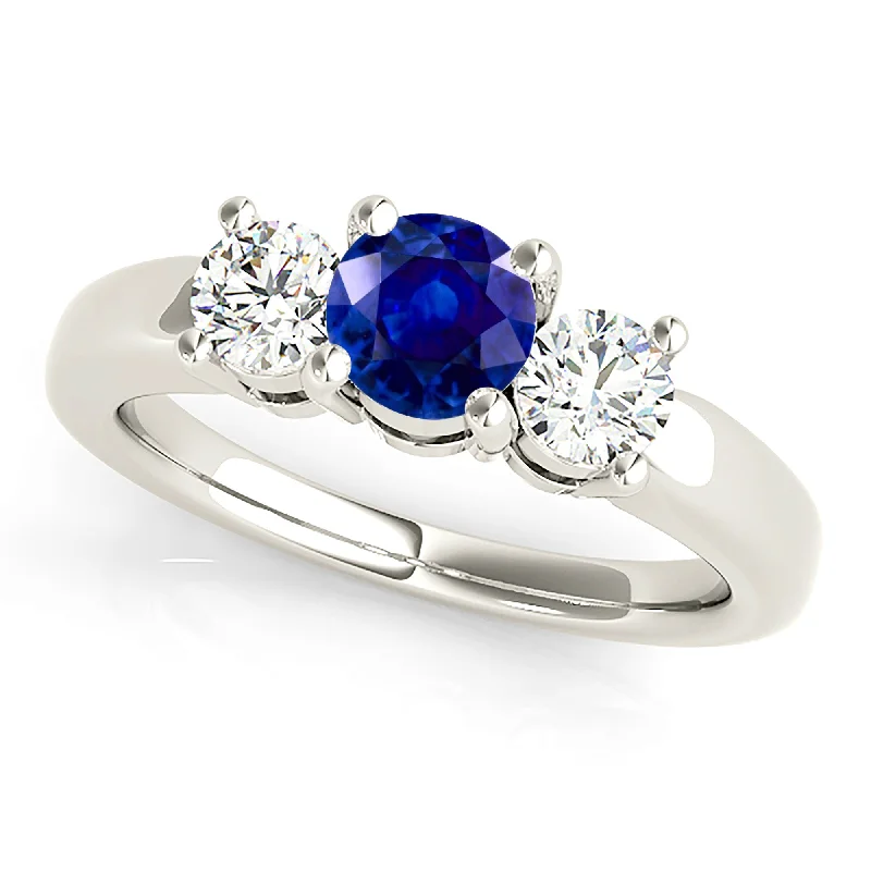 Women's engagement rings playful-sparkle-1.20 ct. Genuine Blue Sapphire Three Stone Engagement Ring