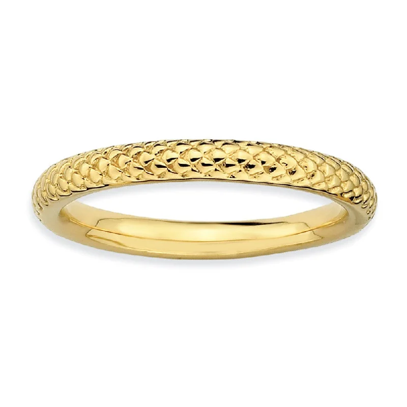 Women's rings lasting-gem-2.25mm Stackable 14K Yellow Gold Plated Silver Cable Band