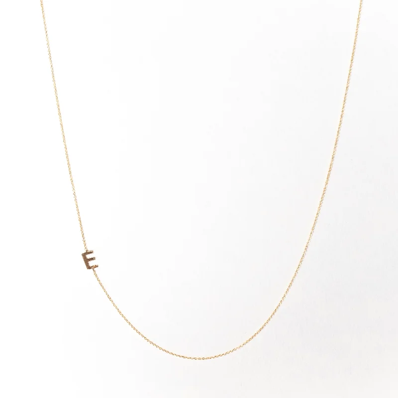 Women's necklaces festive-shine-Slanted Initial Necklace, Solid 18k Gold