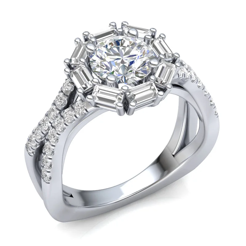 Women's engagement rings snug-shank-Diamond Halo Engagement Ring Luminar L8045E 1.70 ctw