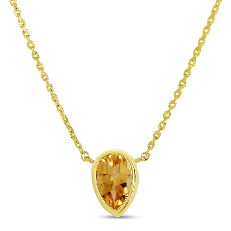 Women's necklaces radiant-edge-14K Yellow Gold Pear Citrine Birthstone Necklace P4334-18-NOV