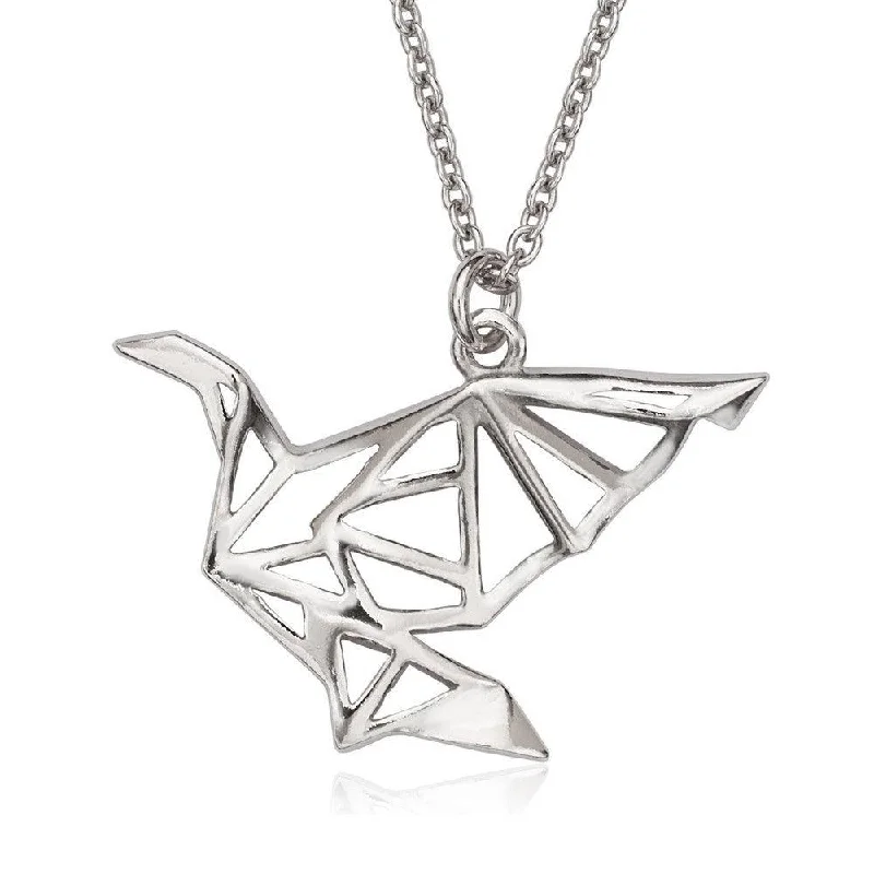 Women's necklaces luxe-stone-Sterling Silver Open Origami Bird Necklace