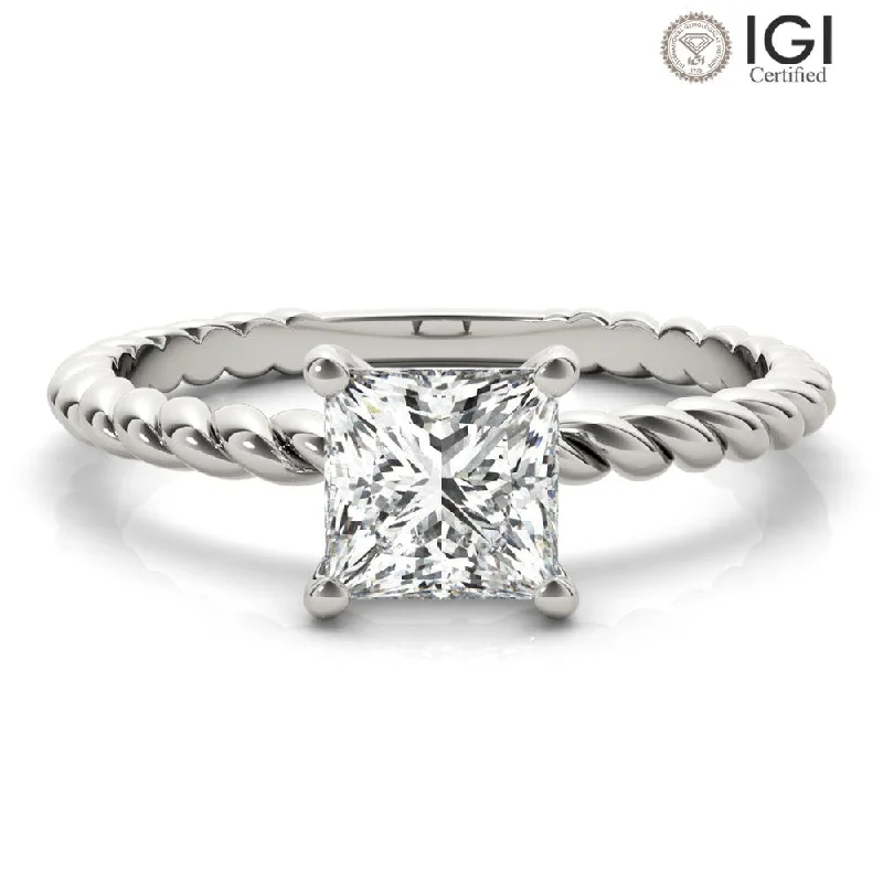 Women's engagement rings timeless-sparkle-Eleanor Princess Lab Grown Diamond Solitaire Engagement Ring IGI Certified