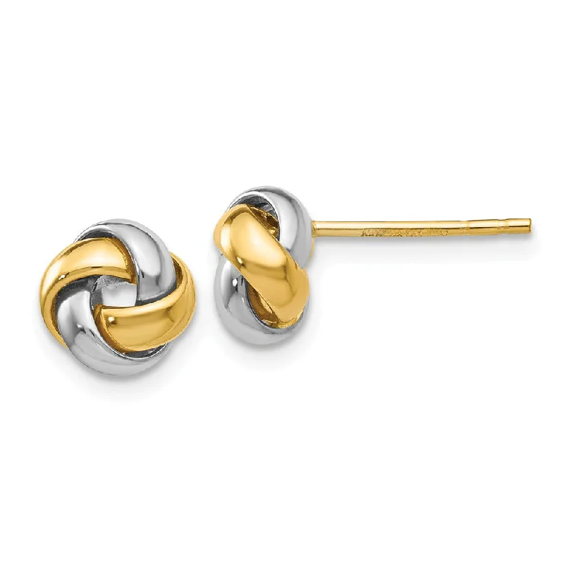 Women's earrings polished-gold-8mm Polished Love Knot Earrings in 14k Two Tone Gold