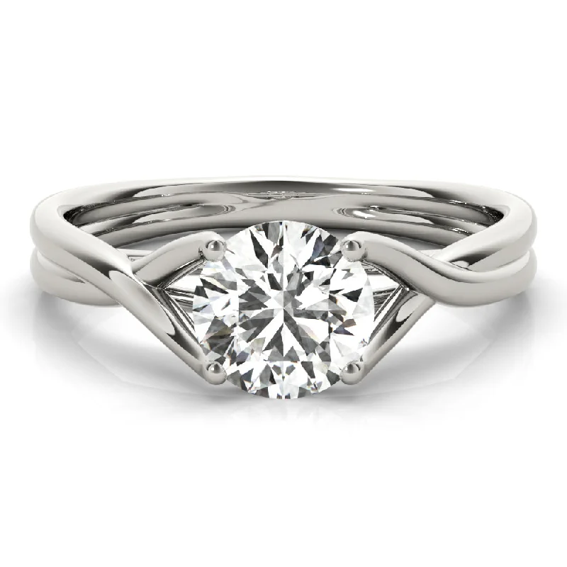 Women's engagement rings etched-shank-Amara Round  Diamond Solitaire Engagement Ring