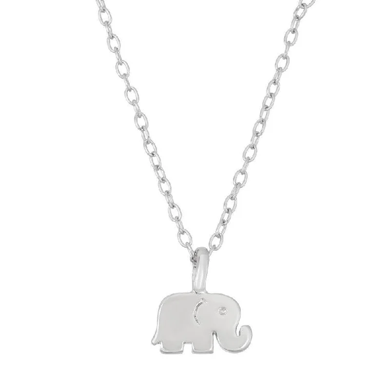 Women's necklaces hand-woven-Sterling Silver Tiny Shiny Elephant Necklace