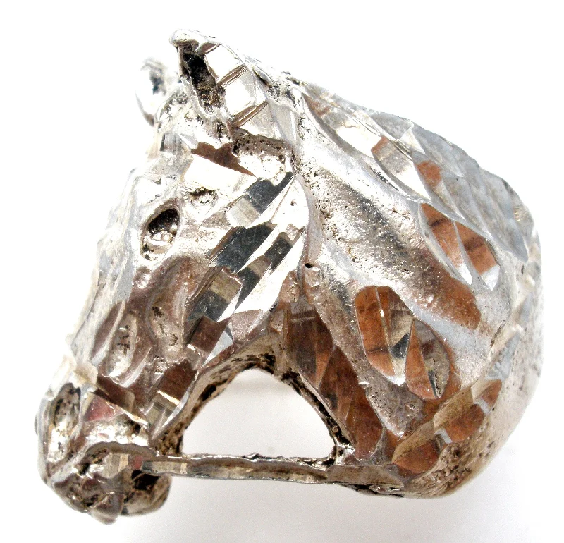 Women's rings crafted-detail-Sterling Silver Horse Head Ring Size 7.5