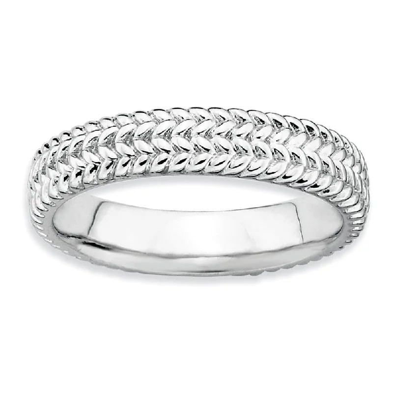 Women's rings onyx-gem-4.5mm Stackable Sterling Silver Wheat Band