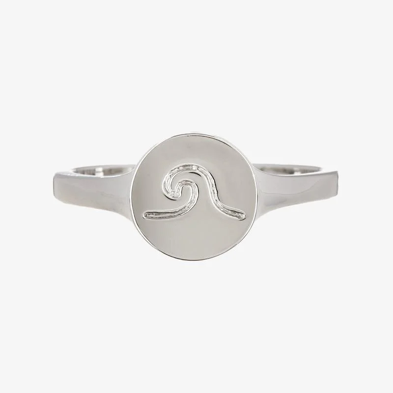 Women's rings ornate-chic-Wave Coin Ring