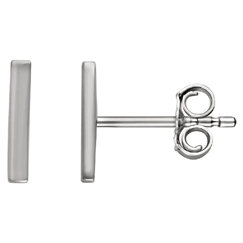 Women's earrings sleek-hoop-1.8 x 8.7mm (3/8 Inch) Platinum Small Vertical Bar Earrings