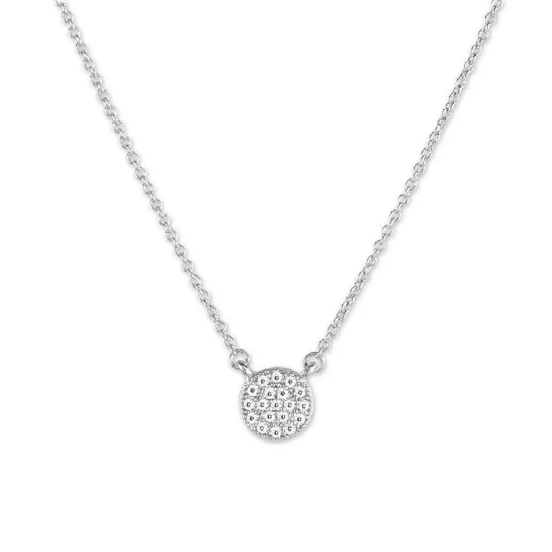 Women's necklaces hand-sculpted-Sterling Silver Small Round Micro Pave Necklace