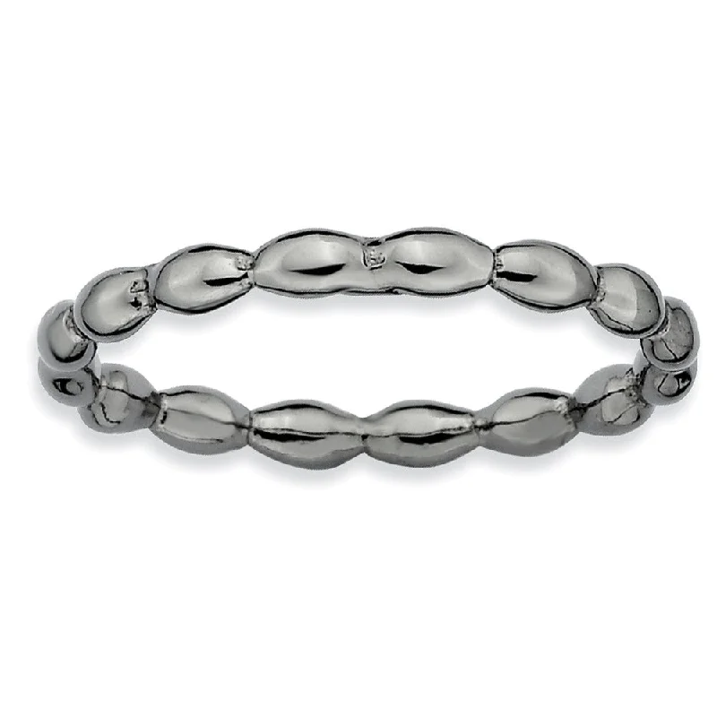 Women's rings gala-chic-2.25mm Black Plated Sterling Silver Stackable Rice Bead Band