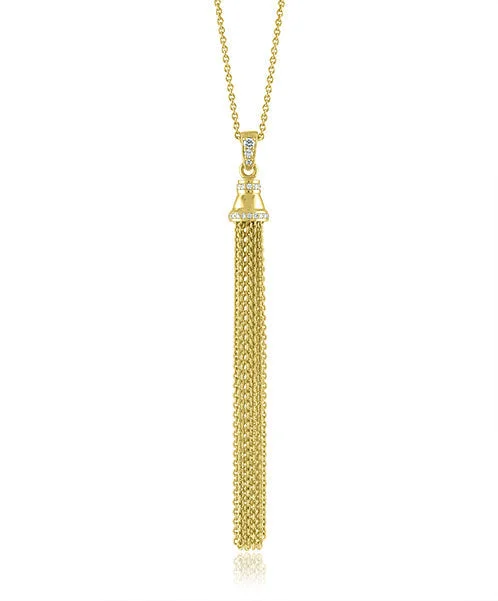 Women's necklaces playful-chic-Tassel Necklace with Diamond Rondell 178-JSA