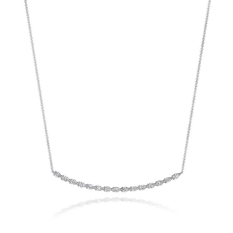 Women's necklaces sculpted-chic-Stilla | Pear Diamond Necklace in 18k White Gold FN67517