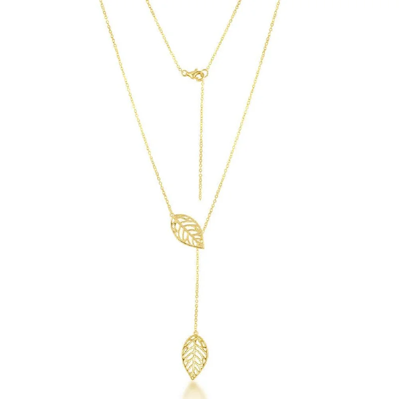 Women's necklaces hand-glossed-Sterling Silver Gold Leaf Hanging Chain Necklace