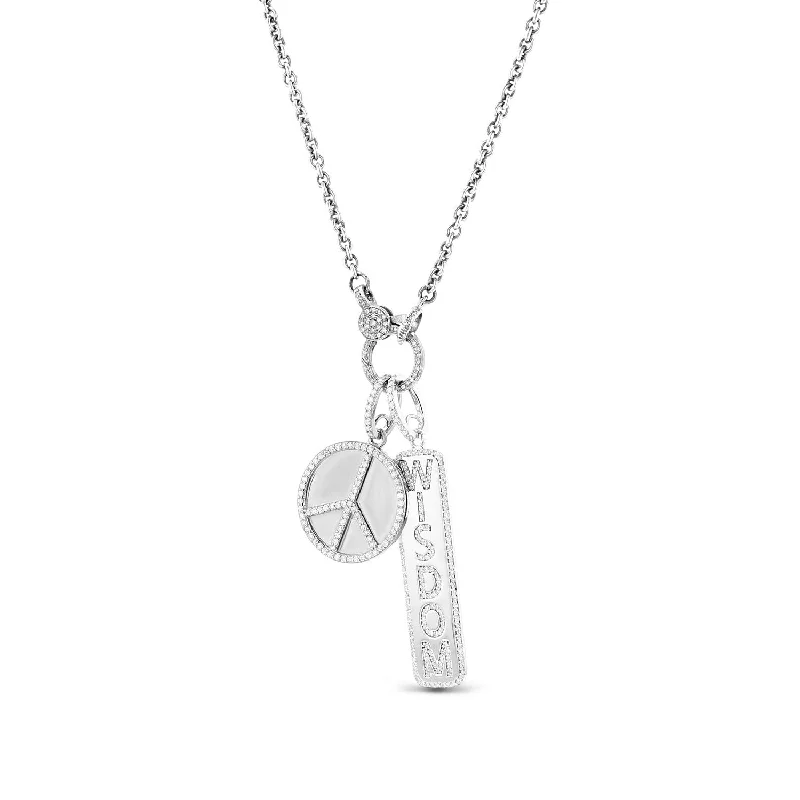 Women's necklaces ornate-shine-Peace and Wisdom Diamond Charm Necklace   N0002634