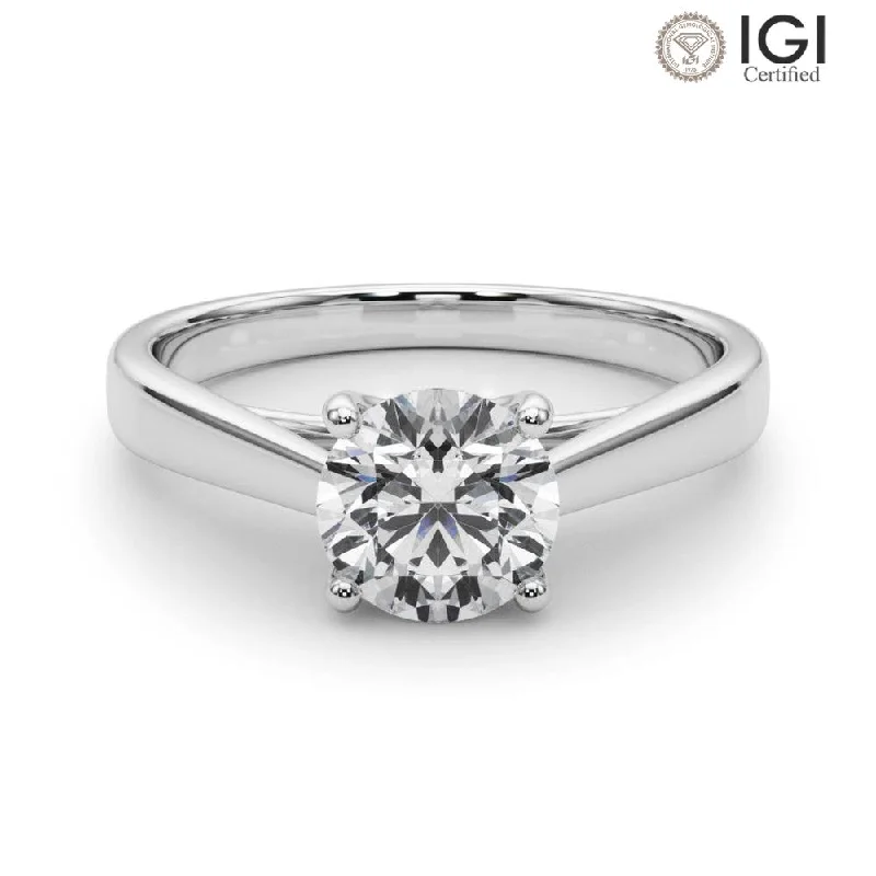 Women's engagement rings exotic-cut-Bella Round Lab Grown Diamond Solitaire Engagement Ring IGI Certified