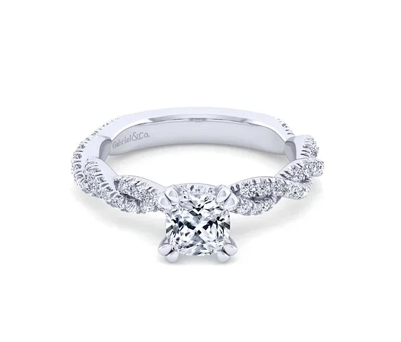 Women's engagement rings sculpted-chic-14K White Gold Cushion Cut Diamond Engagement Ring-NIA