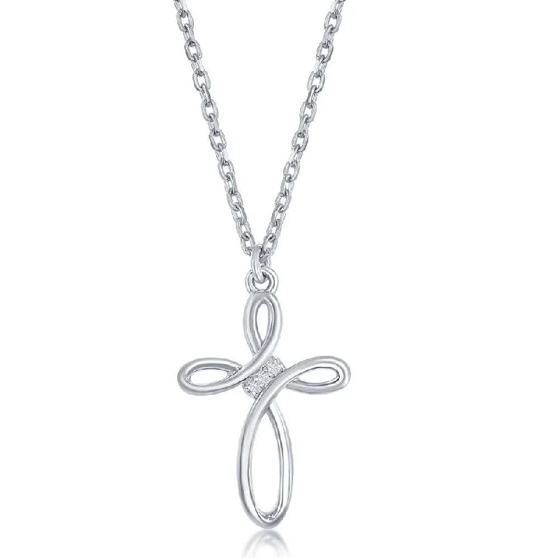 Women's necklaces ethereal-chain-Sterling Silver 0.05cttw Diamond Cross Necklace