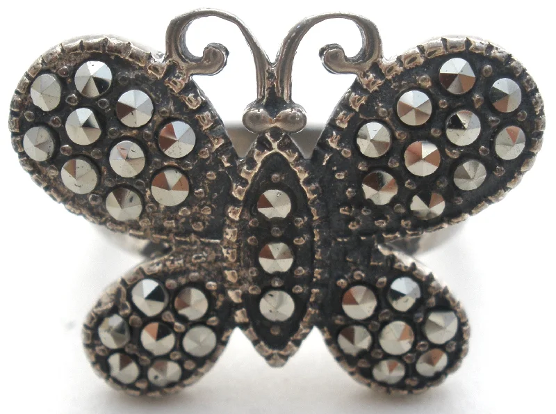 Women's rings crafted-detail-Butterfly Ring With Marcasites Size 6