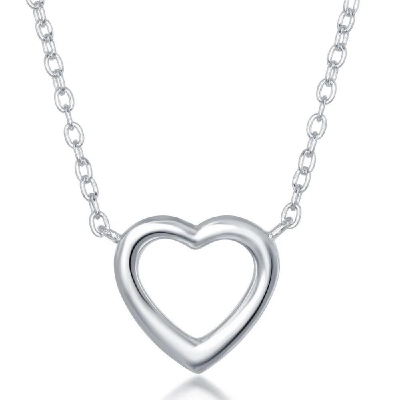 Women's necklaces soft-radiance-Sterling Silver Plain Small Open Heart Necklace