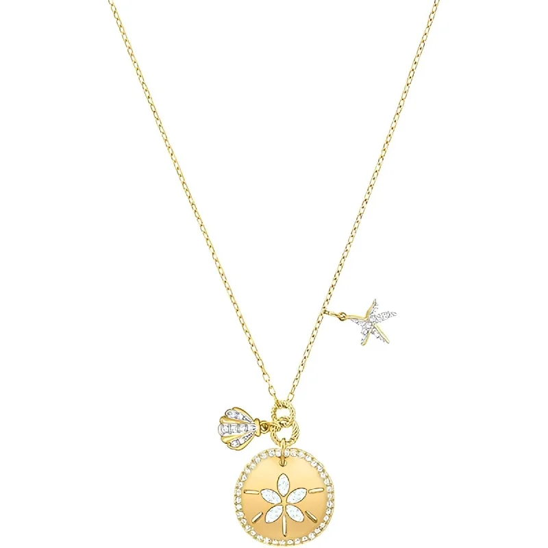 Women's necklaces everlasting-gem-Swarovski Women's Necklace - Gold Ocean Sand Coin with Starfish and Shell | 5462580