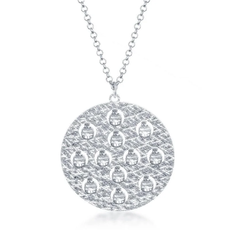 Women's necklaces ornate-metal-Sterling Silver Round Diamond Cut Beads Necklace