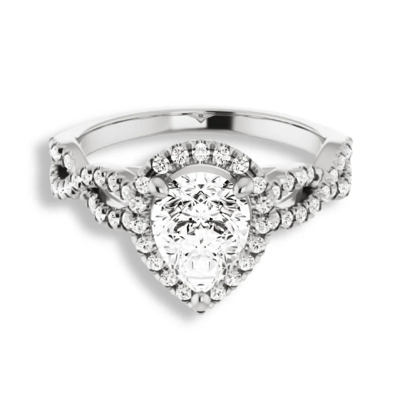 Women's engagement rings airy-radiance-Pear Cut Diamond Halo Engagement Ring