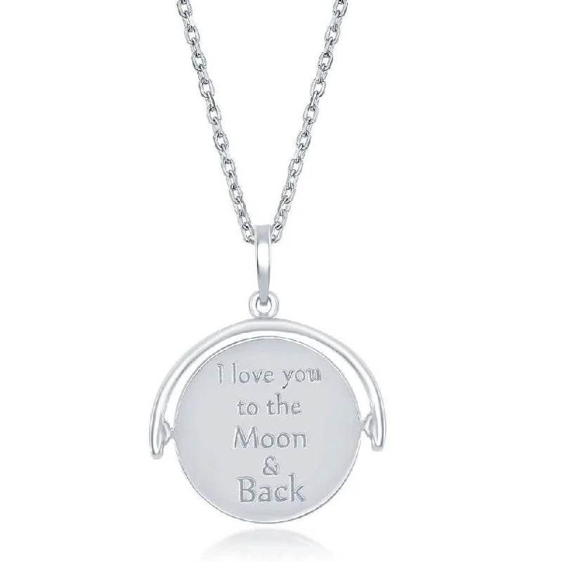 Women's necklaces fine-satin-Sterling Silver Moon and Stars Spinning Necklace