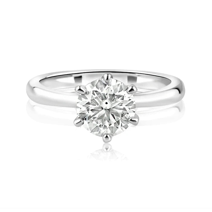 Women's rings hand-brushed-Silver 925 Rhodium Plated 1 Carat Moissanite Ring