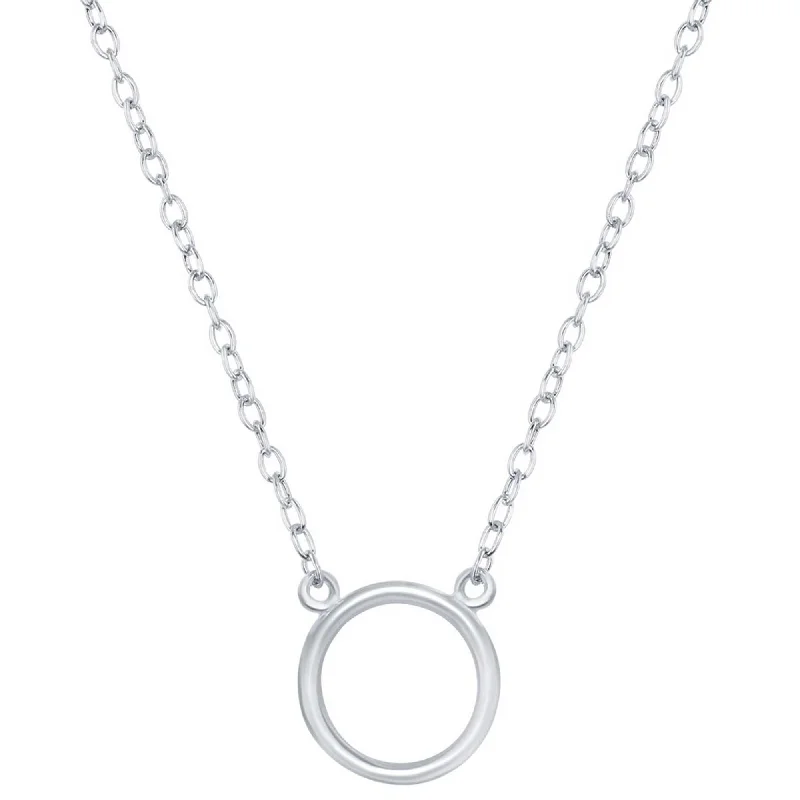 Women's necklaces whimsical-stone-Classic Women's Necklace - Sterling Silver Single Open Circle | L-3802