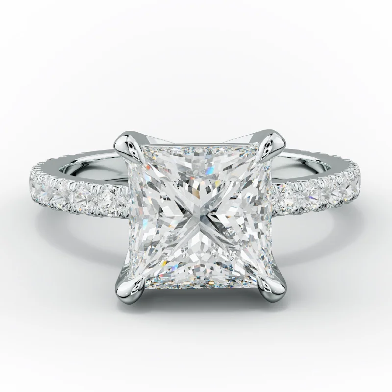 Women's engagement rings dazzling-halo-Evelyn Princess Cut Diamond Engagement Ring