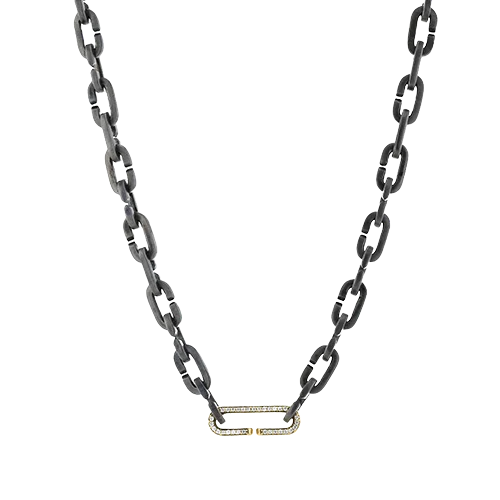 Women's necklaces ornate-charm-Men's Titanium Necklace In 18k Gold With Diamonds CNT100