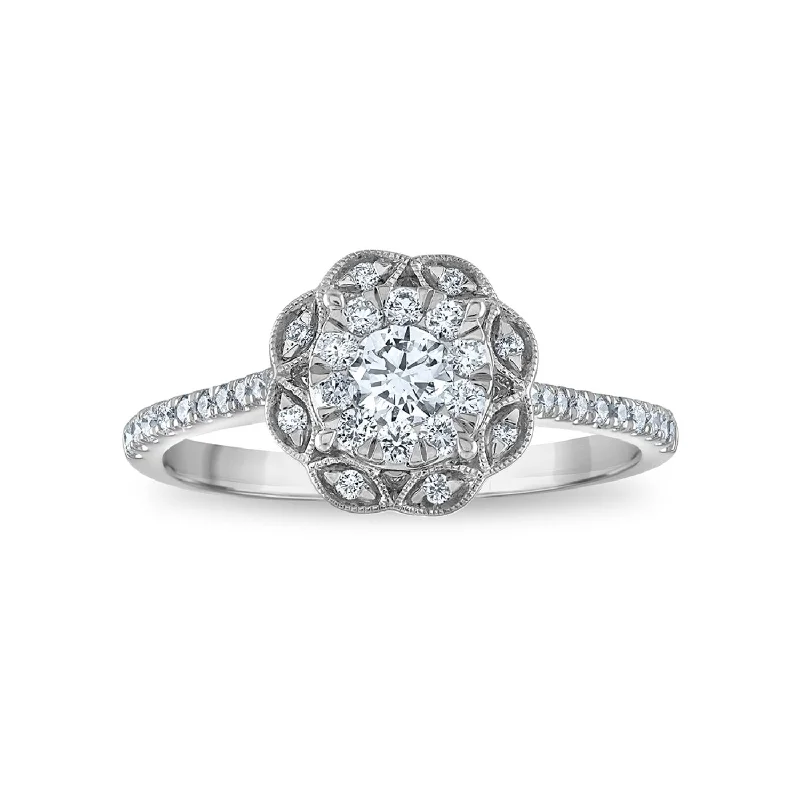 Women's engagement rings forever-radiance-EcoLove 1/2 CTW Lab Grown Diamond Halo Engagement Ring in 10KT White Gold