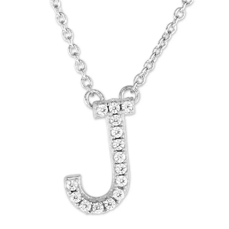 Women's necklaces soft-twinkle-Sterling Silver Micro Pave "J" Pendant Necklace