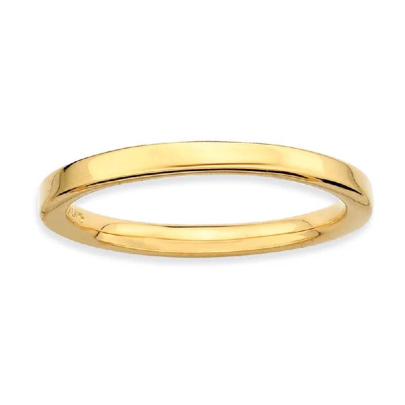 Women's rings chunky-chic-2.25mm Stackable 14K Yellow Gold Plated Silver Semi Rounded Band