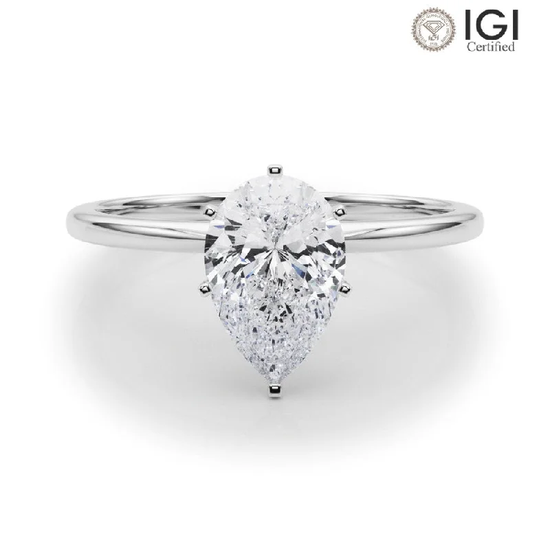 Women's engagement rings playful-sparkle-Angelica Pear Lab Grown Diamond Solitaire Engagement Ring IGI Certified