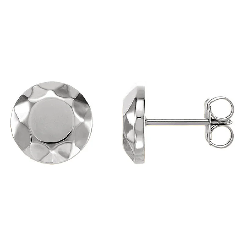 Women's earrings sleek-chain-9mm (3/8 Inch) 14k White Gold Faceted Circle Stud Earrings