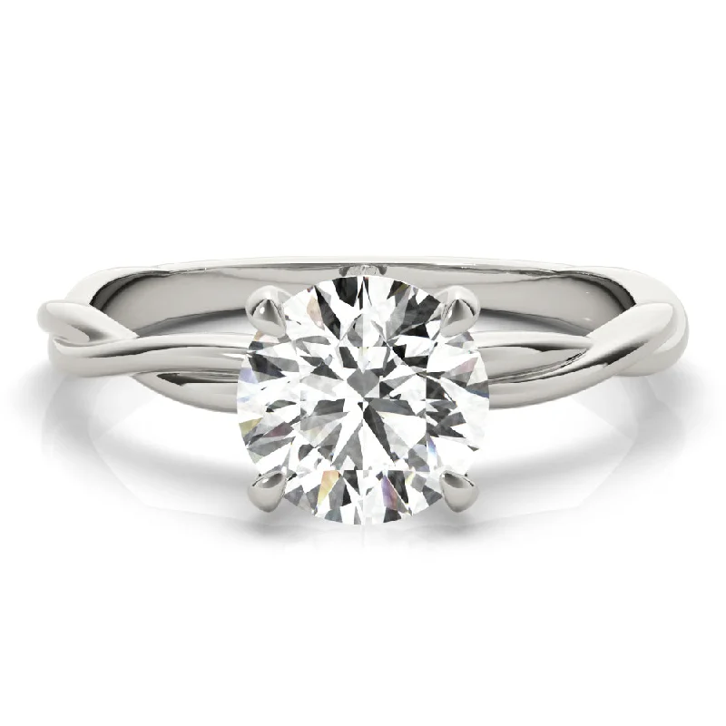 Women's engagement rings twinkling-accent-Twisted Vine Round Diamond Solitaire Engagement Ring