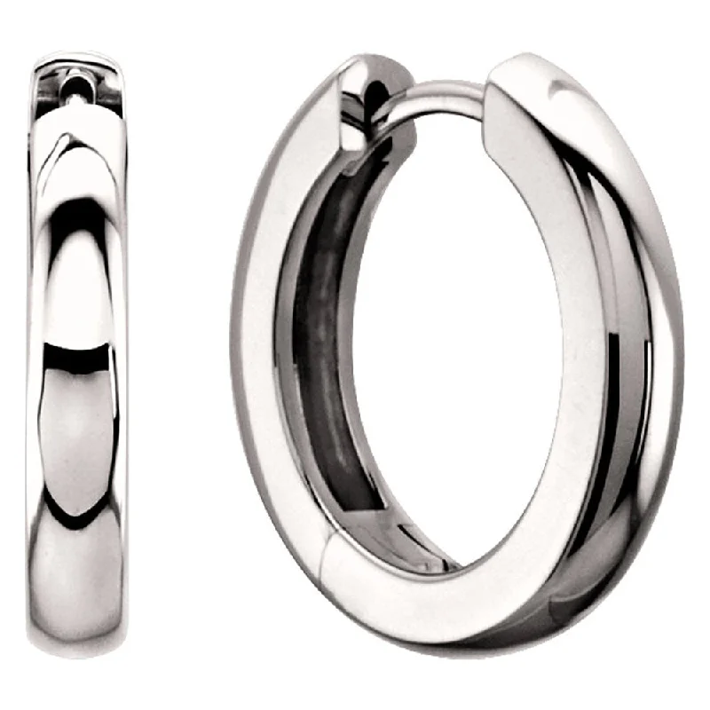 Women's earrings sleek-gold-3 x 17.5mm (1/8 x 5/8 Inch) 14k White Gold Hinged Round Hoop Earrings