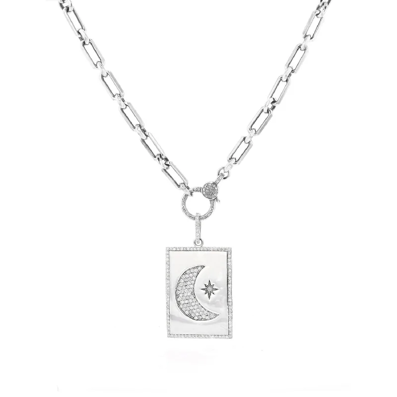 Women's necklaces shimmering-gold-Moon Dreams Diamond Pendant Necklace  N0002733