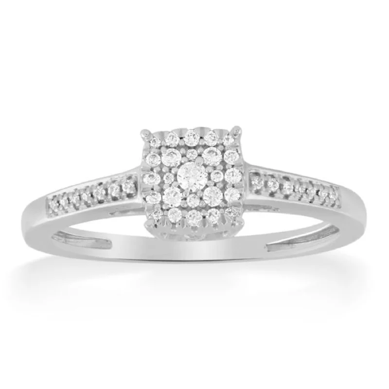 Women's engagement rings vintage-bezel-1/7 CTW Diamond Engagement Ring in 10KT White Gold